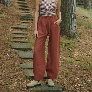 Linenfox Zoya Linen Pants, 100% Linen, Size XS, Terracotta, Brand New Never Worn